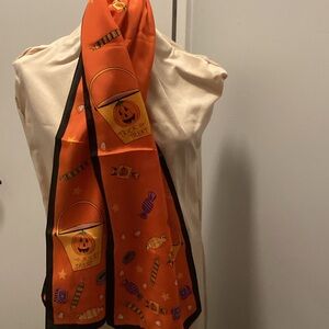 Orange Halloween Trick or Treat Silk Scarf